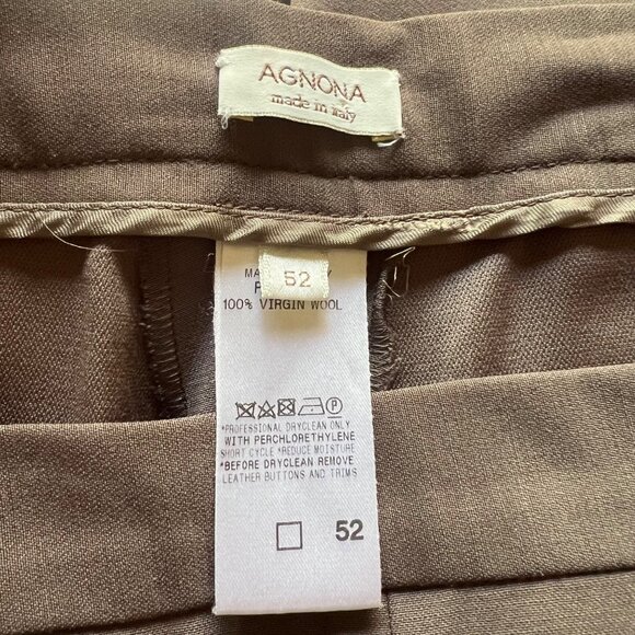 Agnona Women's Size 16 (52IT) Brown High-Waisted 100% Wool Trousers - Picture 2 of 11
